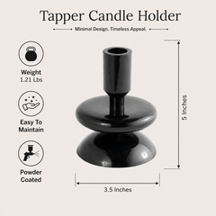 Black Aluminum Candle Holder for Home Décor, 5 Inch