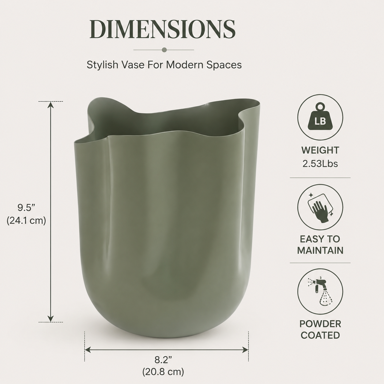 Modern Silver Aluminium Vase | Asymmetrical Sculptural Decor
