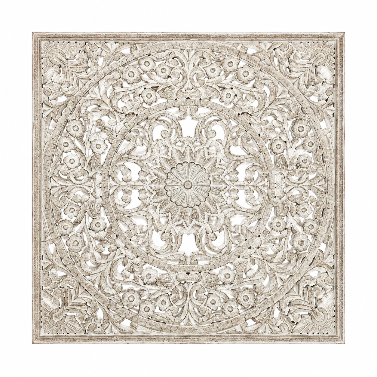 Mandala Hand Carved Wall Decor | Wooden Wall Art, 48 x 48"