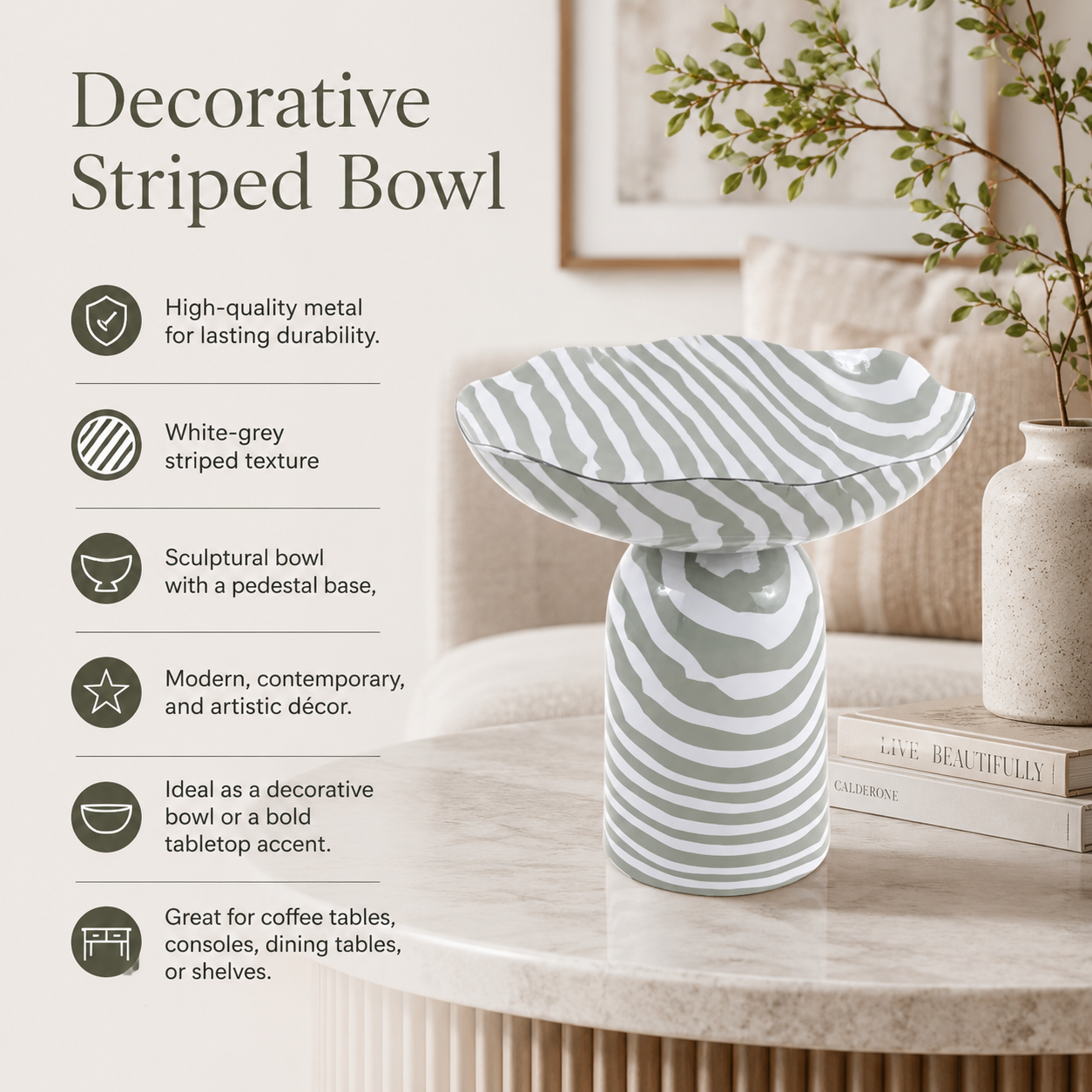 Decorative Striped  Bowl | Sculptural Décor