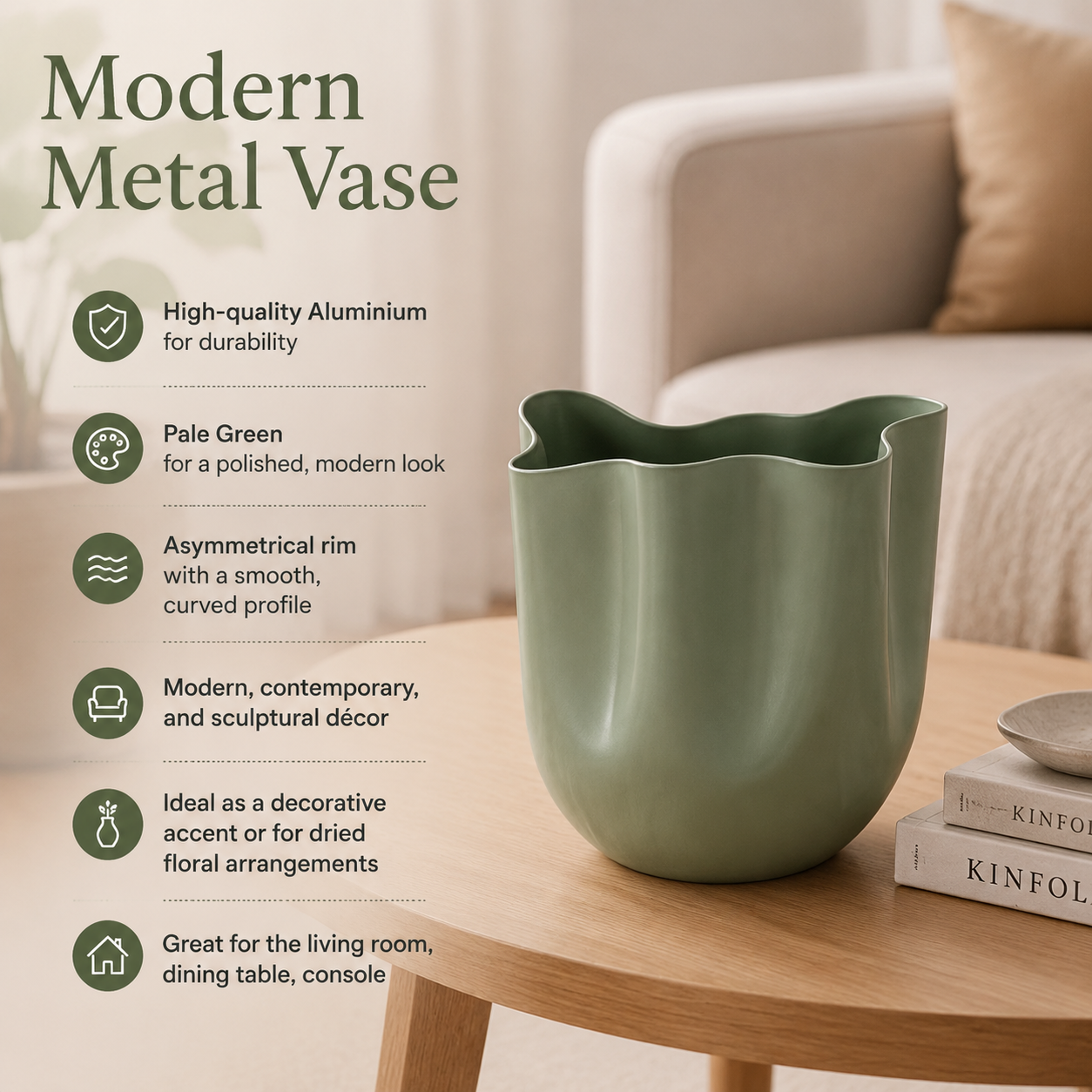 Modern Silver Aluminium Vase | Asymmetrical Sculptural Decor