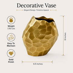 Faceted Gold Aluminum Vase | Modern Sculptural Décor