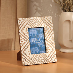 Decorative Photo Frame | Mango Wood | Whitewash - Elegant Design