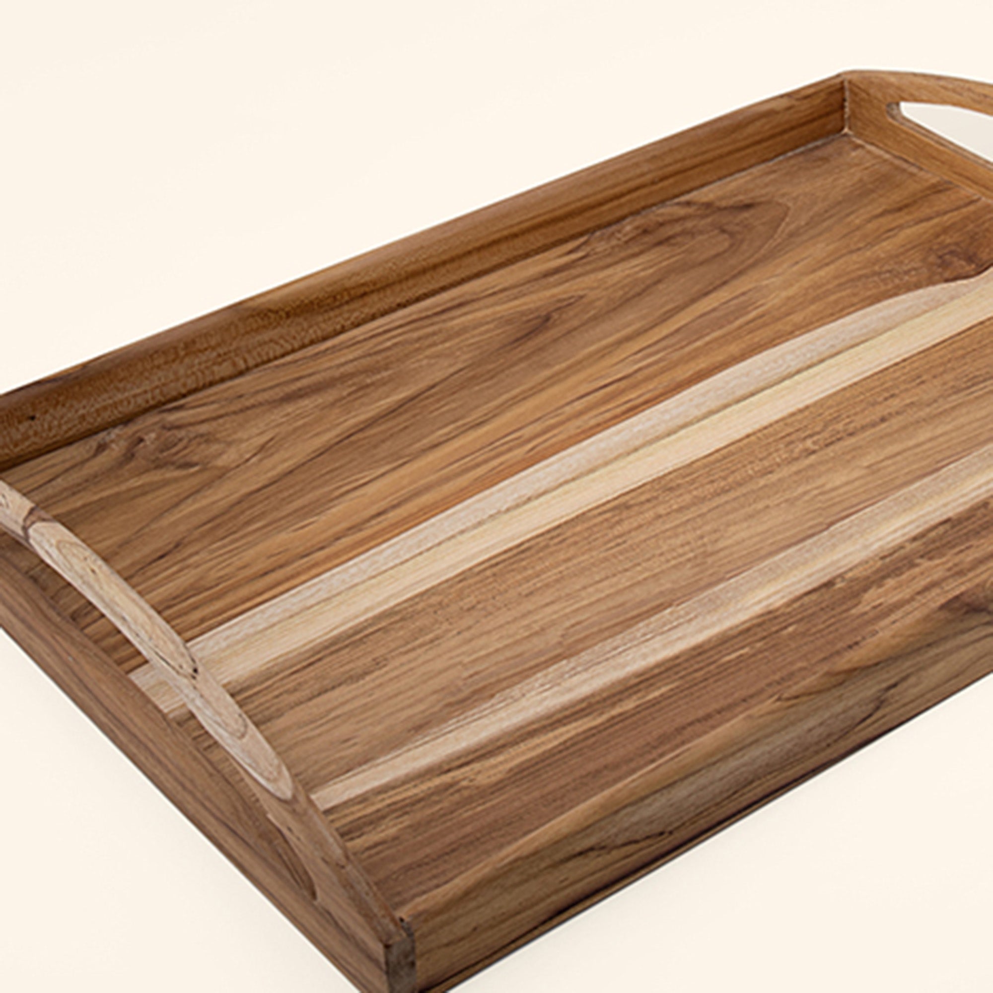 Handmade Teak Wood Serving Tray 18x11" | Rectangle Wooden Tray