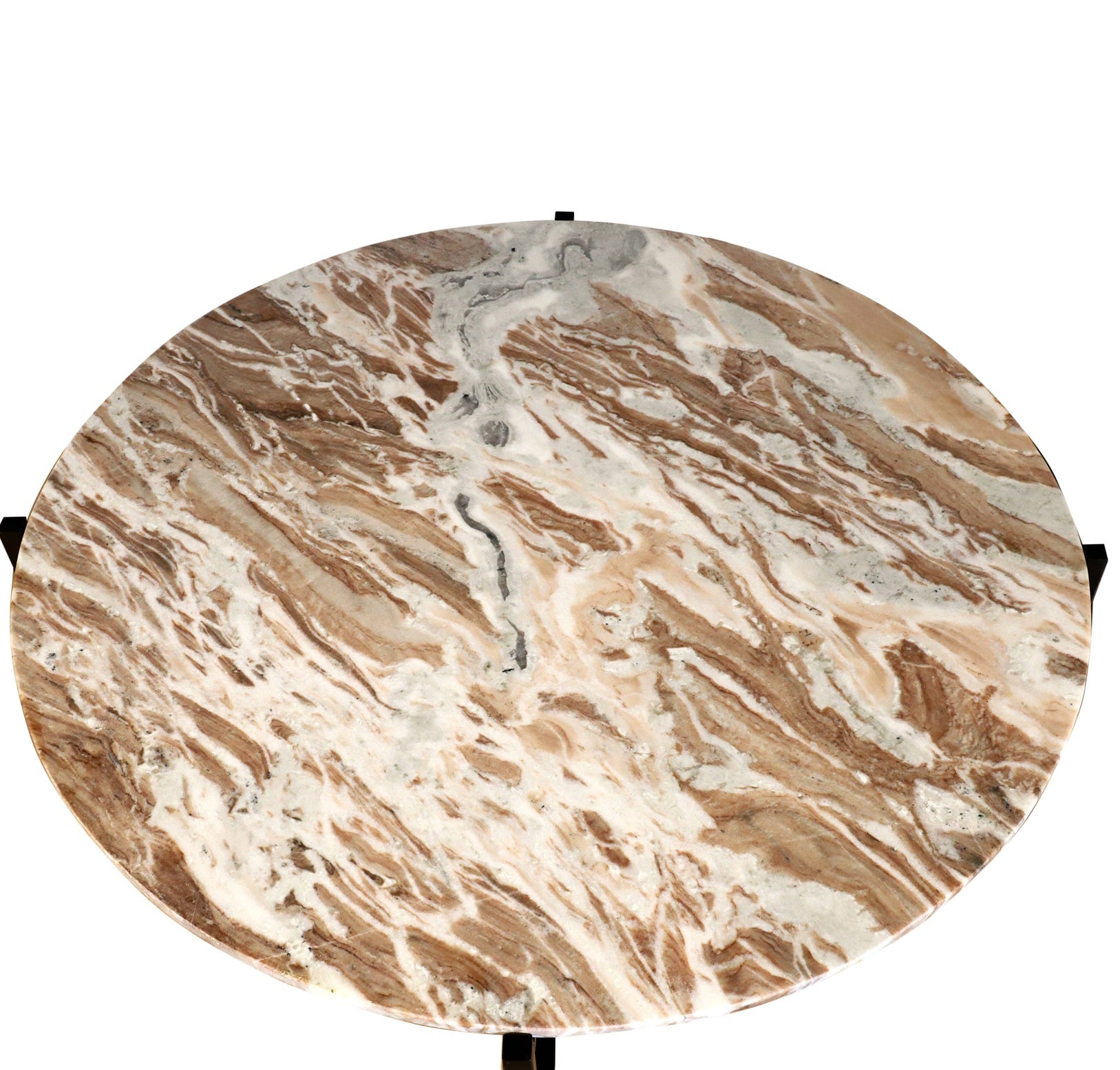 Brown Marble Coffee Table | Grey Metal Frame Center Table