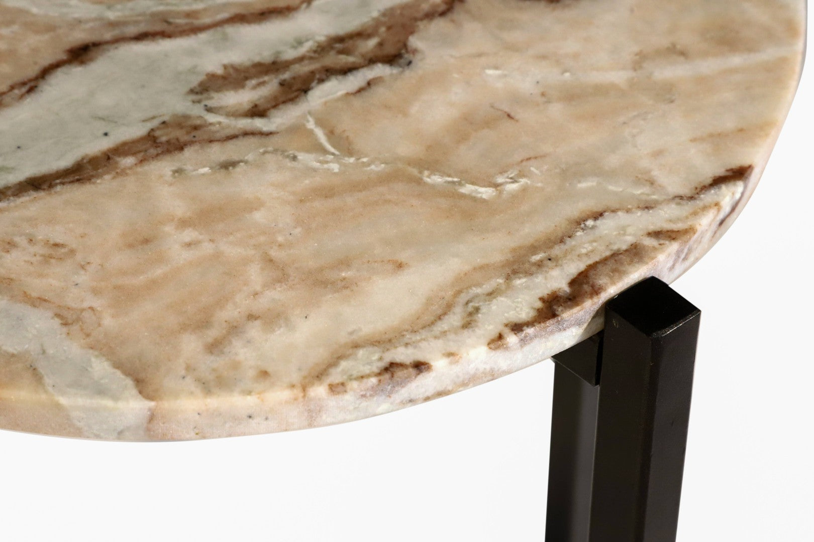 Brown Marble Side Table 21" Height | Grey Metal Frame End Table 17x17"