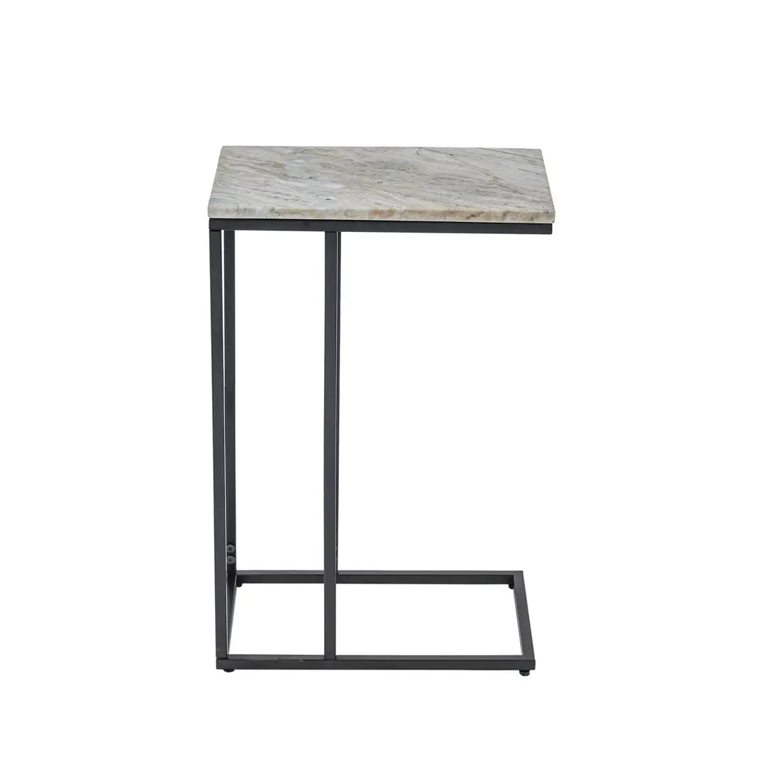 Modern C-Shape Marble Top Side Table | Luxury End Table for Living Room & Bedroom Decor