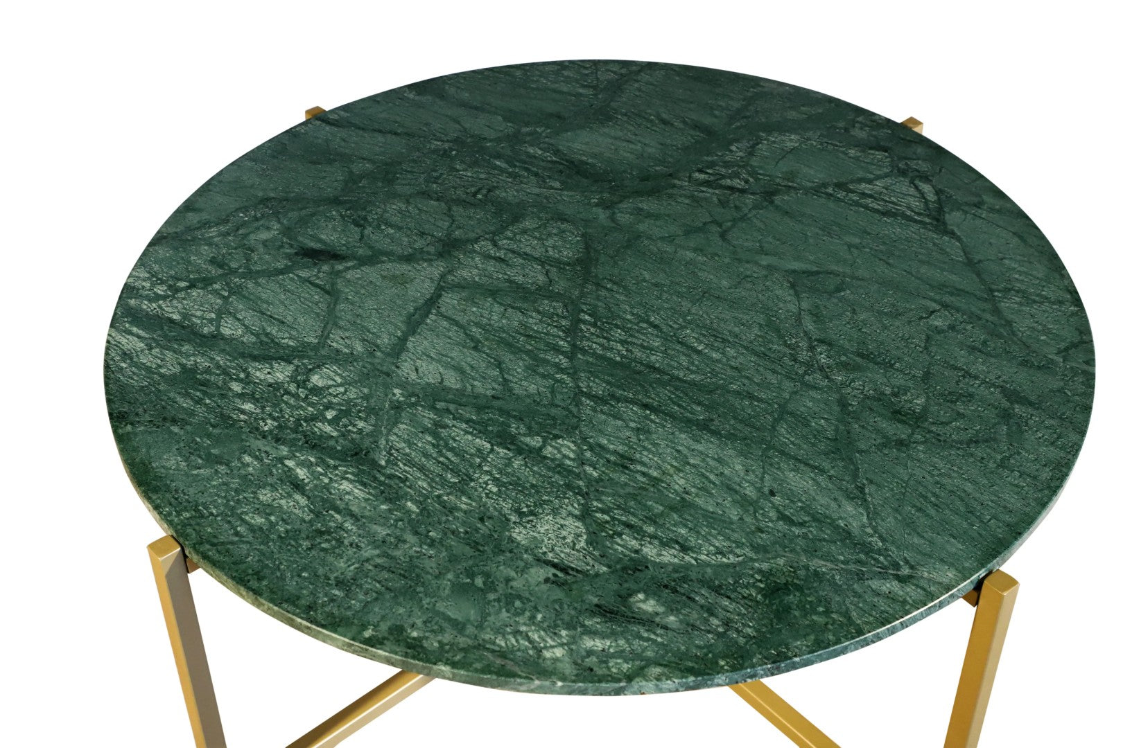 Green Marble Coffee Table 17" Height | Gold Metal Frame Center Table 31x31"