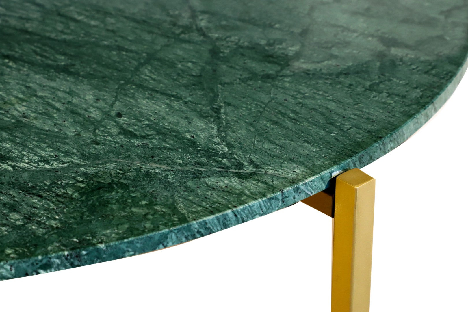 Green Marble Coffee Table 17" Height | Gold Metal Frame Center Table 31x31"