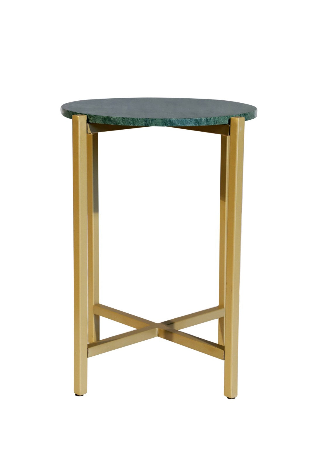 Green Marble Side Table 21" | Metal Legs End Table (Grey/Gold Options)