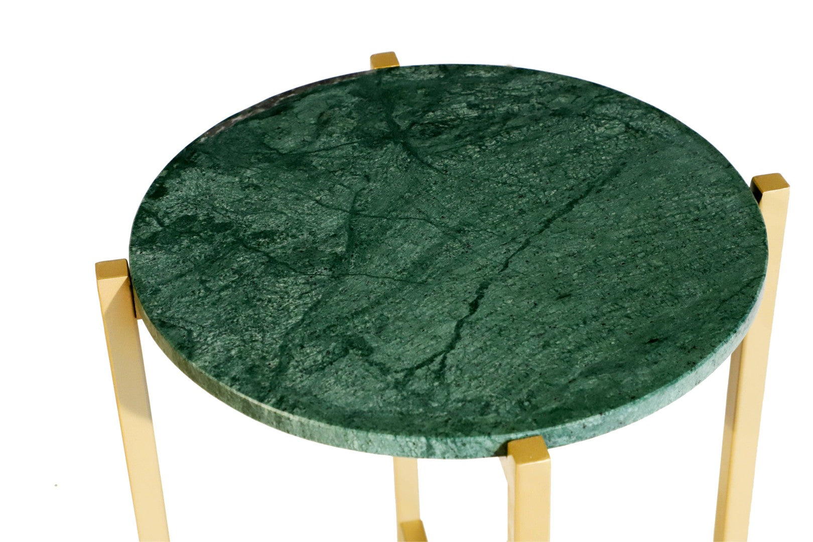 Green Marble Side Table 21" | Metal Legs End Table (Grey/Gold Options)