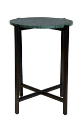 Green Marble Side Table 21" | Metal Legs End Table (Grey/Gold Options)