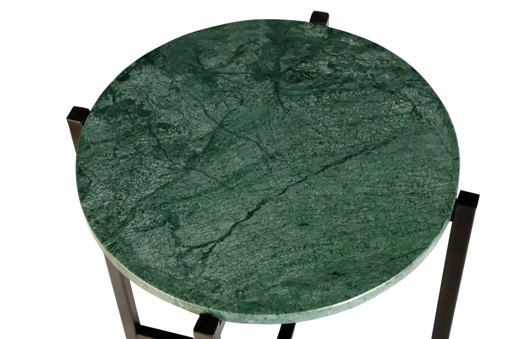 Green Marble Side Table 21" | Metal Legs End Table (Grey/Gold Options)