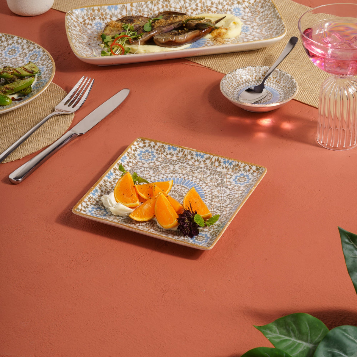 Square Platter With Foot | Porcelain, 6.2" | Pack of 12
