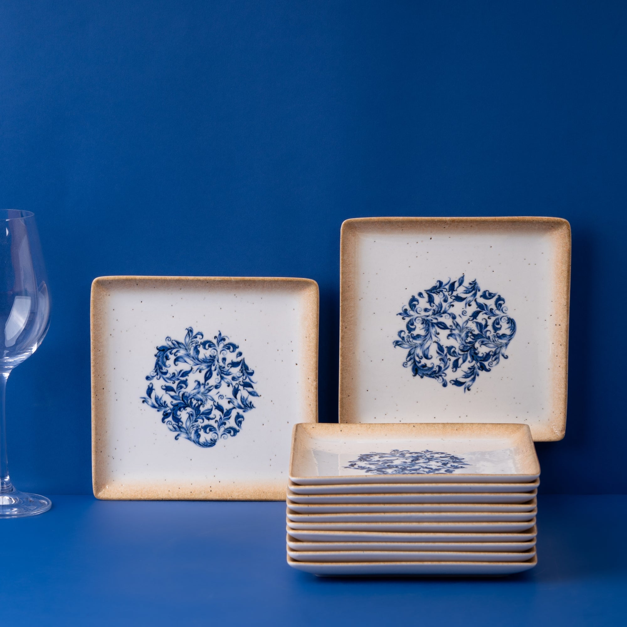 Square Platter With Foot | 6.2"| Porcelain, Pack of 6