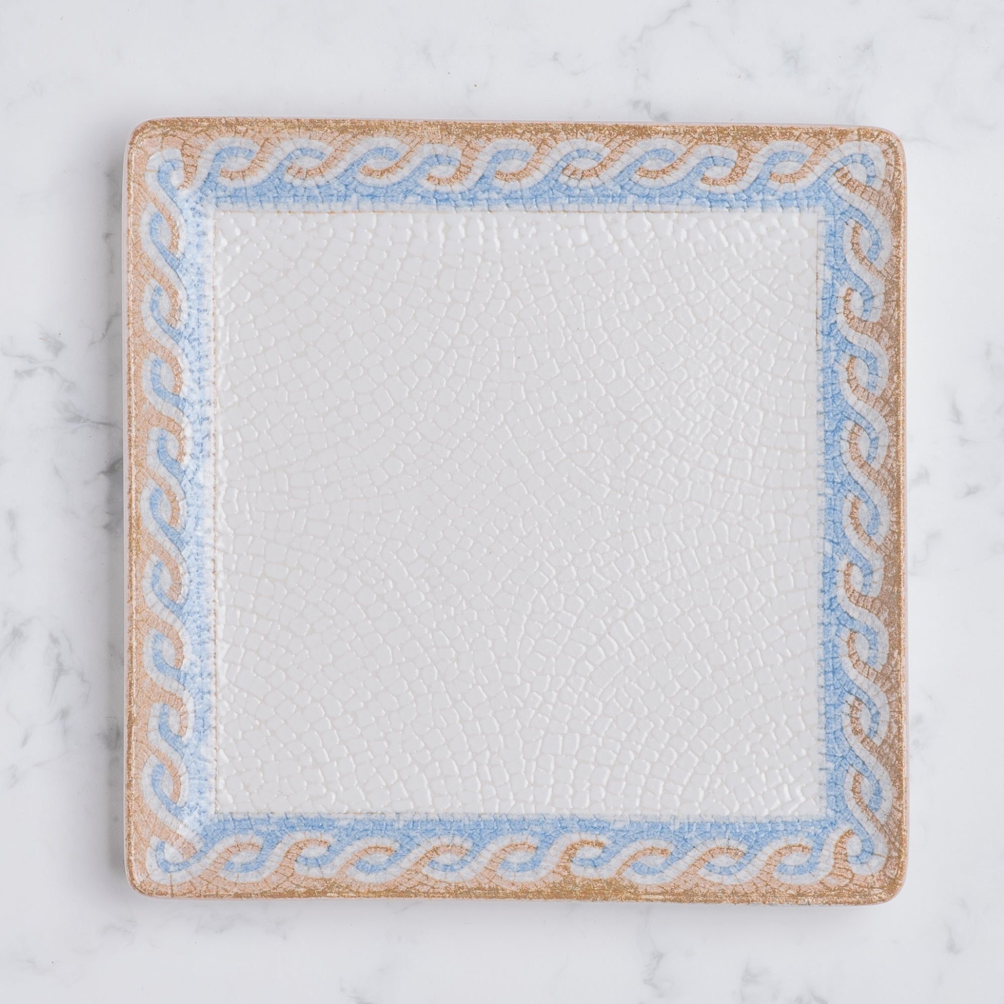 Square Platter With Foot |  Porcelain | Set of 6