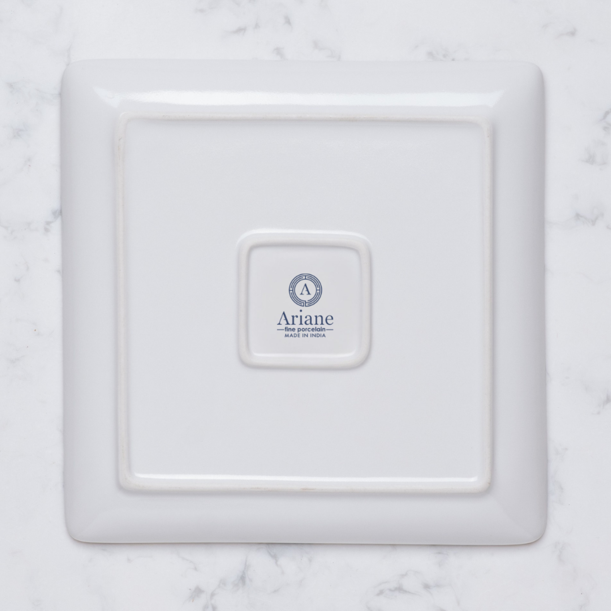 Square Platter With Foot |  Porcelain | Set of 6