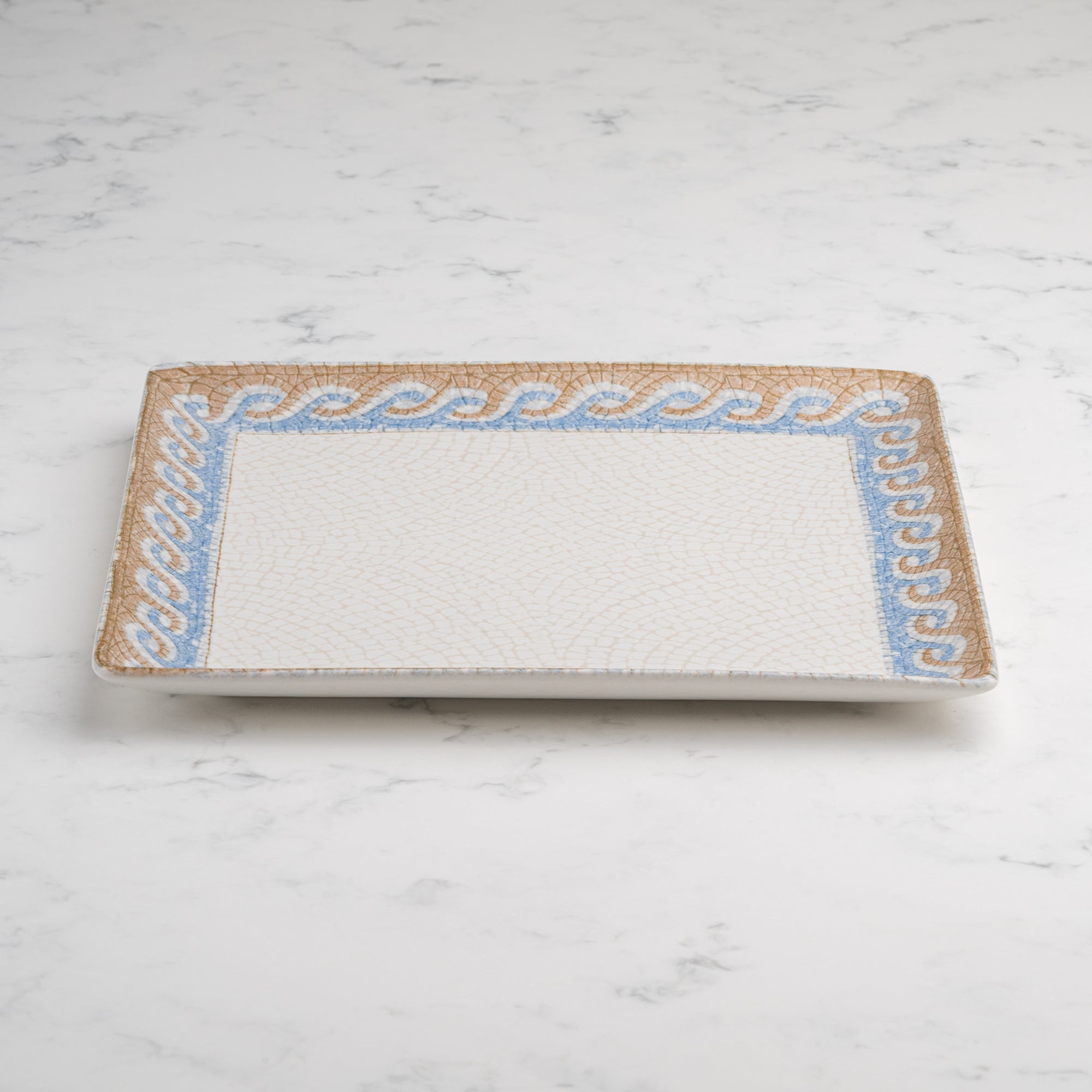 Square Platter With Foot |  Porcelain | Set of 6