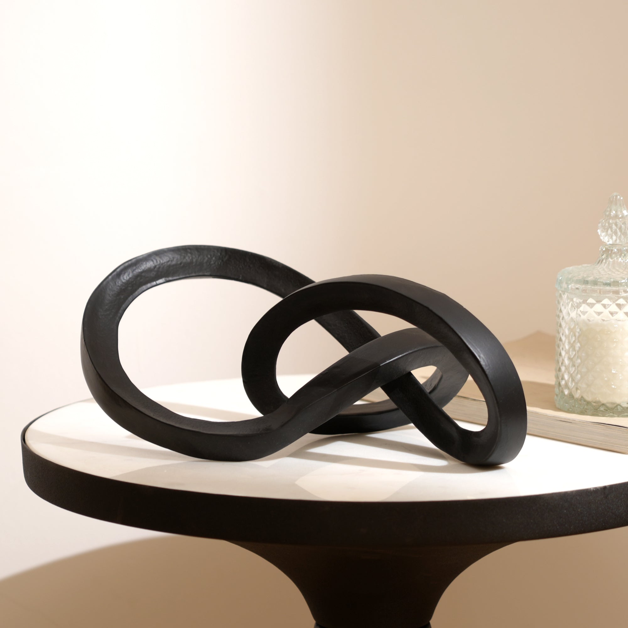 Abstract  Interlinked Sculpture | Black Modern Art Décor