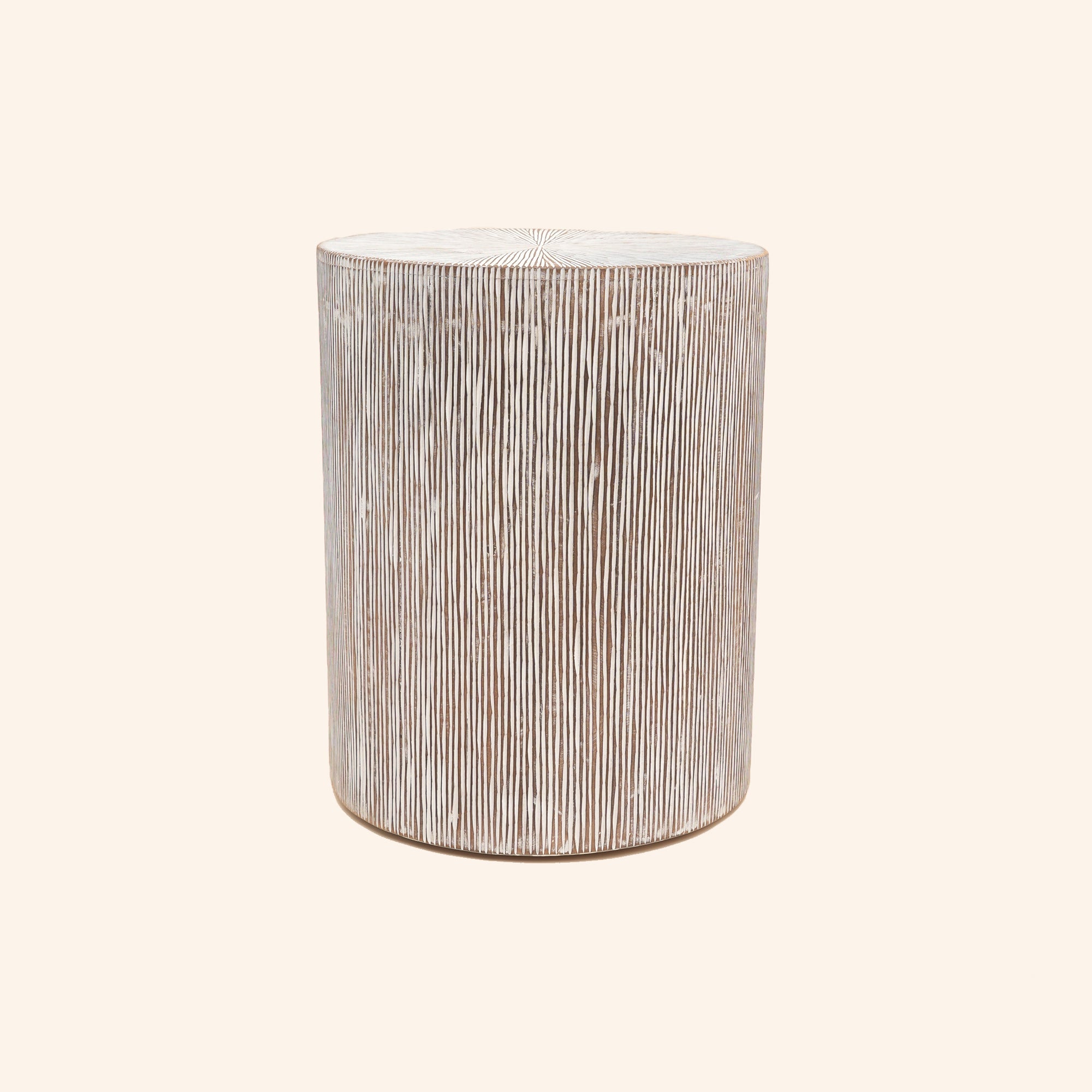Hand Carved Wooden Stool Side Table | 18x18x22" | End Table