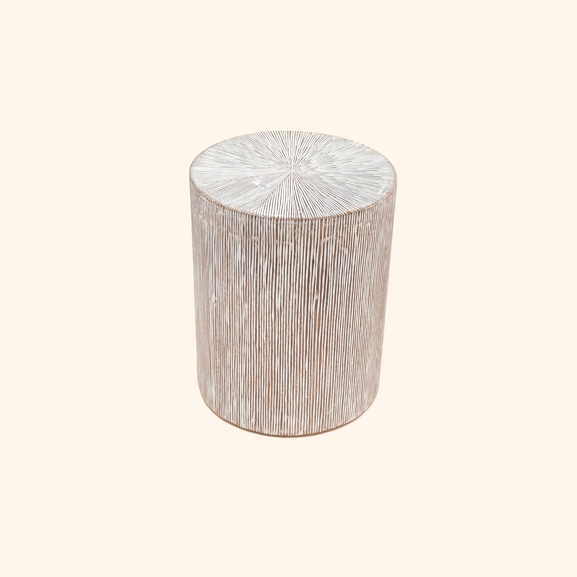 Hand Carved Wooden Stool Side Table | 18x18x22" | End Table