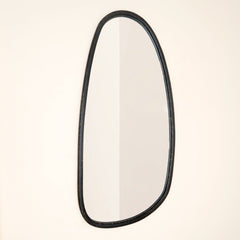 Wall Mirror with Blackwash Mango Wood Frame, Black, 28x60"