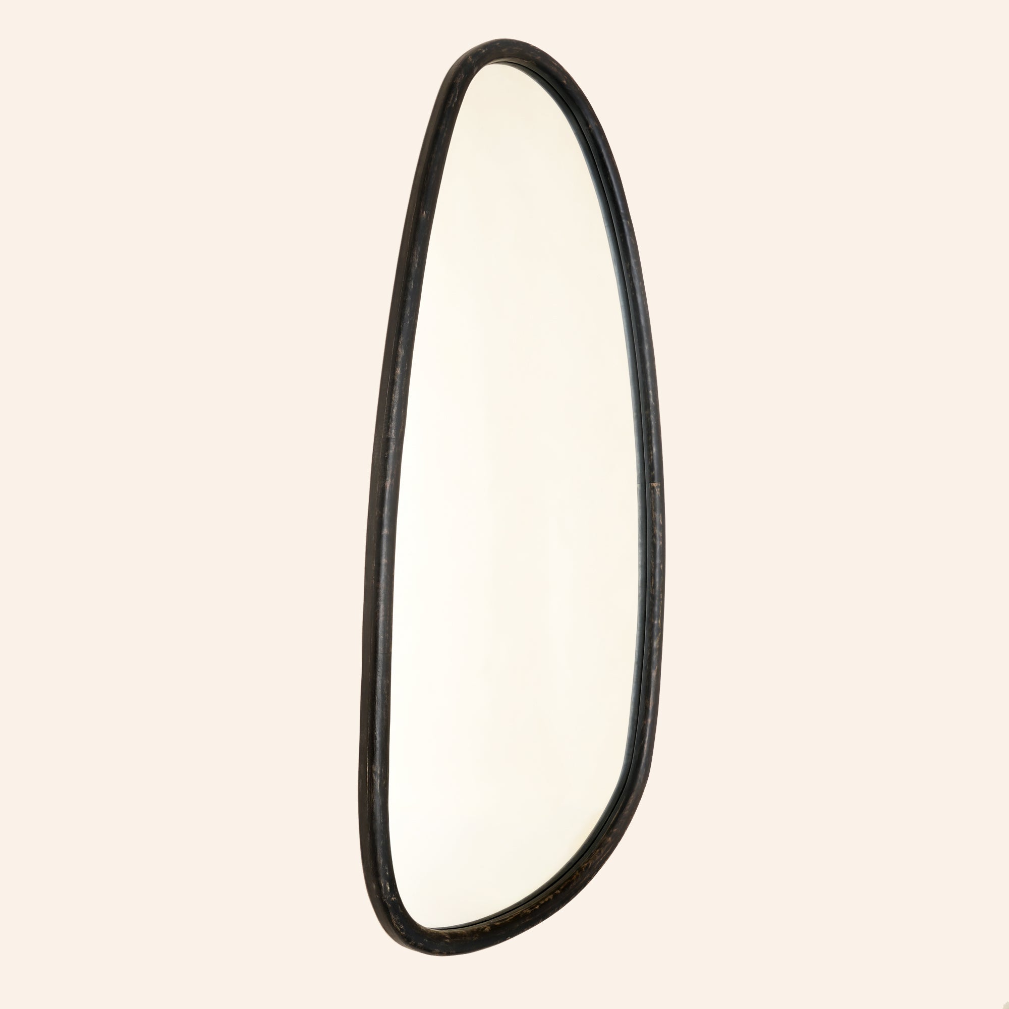 Wall Mirror with Blackwash Mango Wood Frame, Black, 28x60"