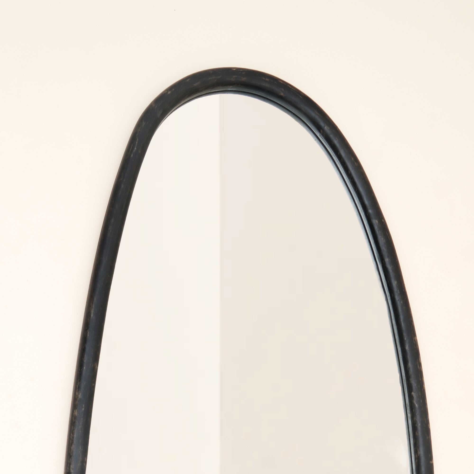 Wall Mirror with Blackwash Mango Wood Frame, Black, 28x60"