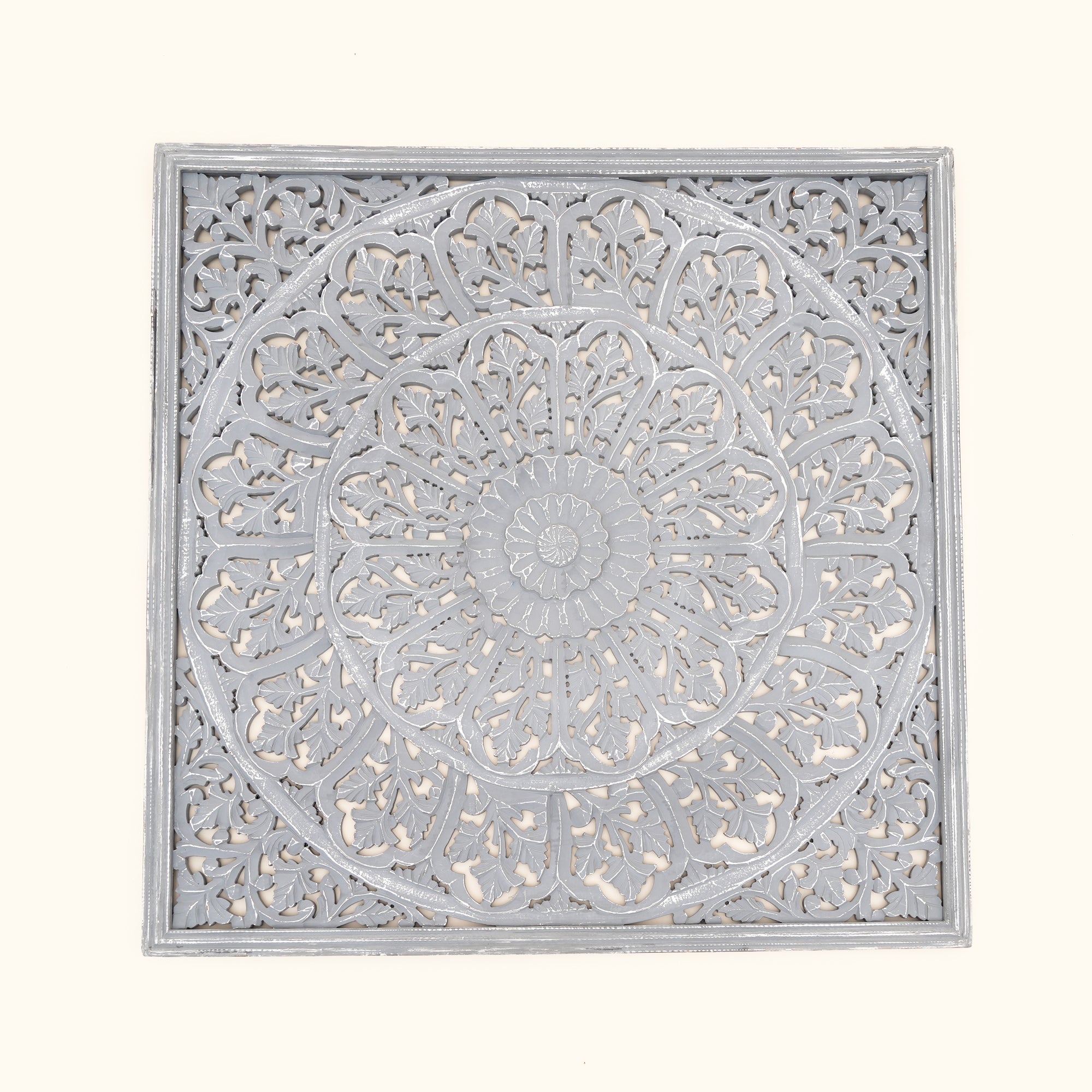 Mandala Wall Decor | Handcarved Wood Wall Art Panel, 48x48"