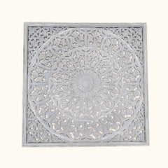 Mandala Wall Decor | Handcarved Wood Wall Art Panel, 48x48"