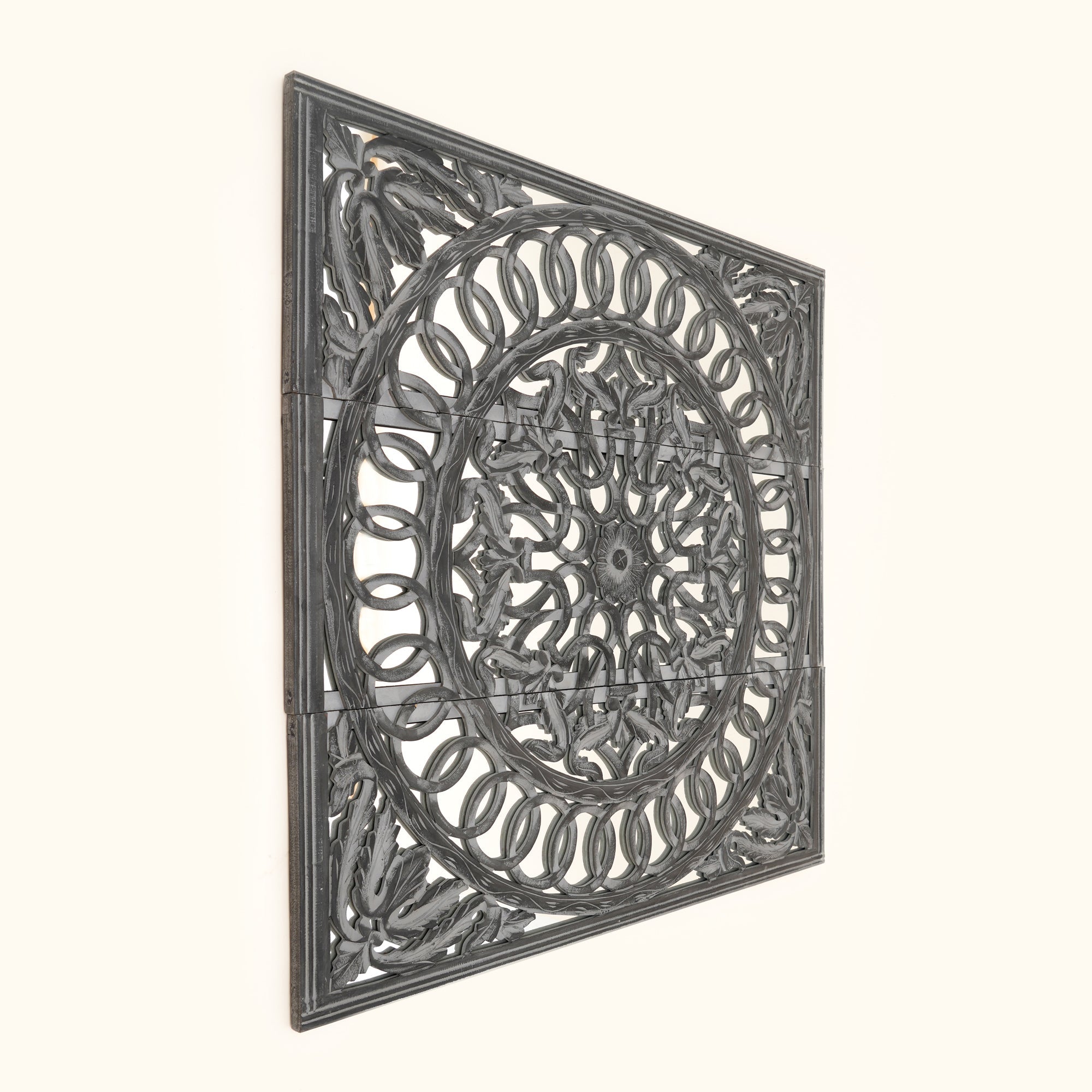 Wall Art with Mirror | Wooden Handmade Wall Panel , 48x48"