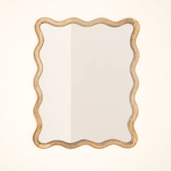 Decorative Wavy Floor Mirror with Mango Wood Frame, 36x48"
