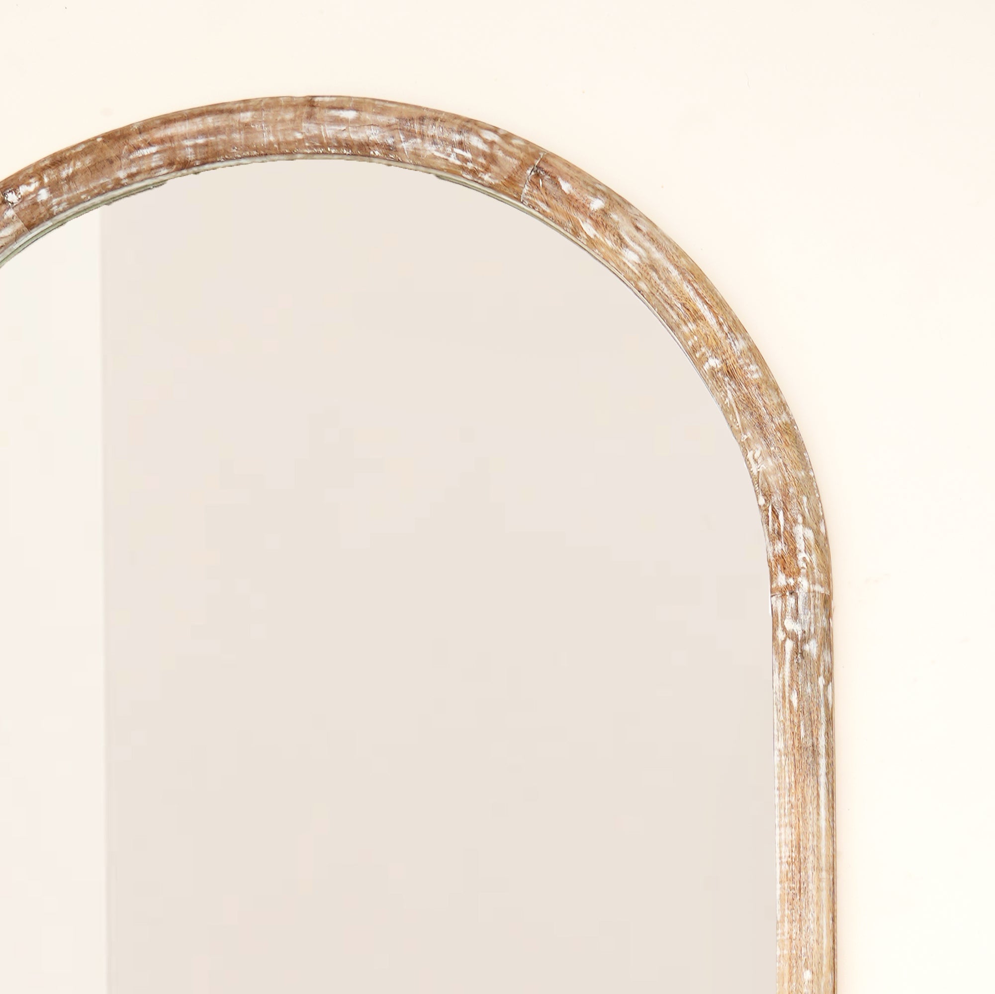 Arched Full Length Floor Mirror with Mango Wood Frame, 36x72"
