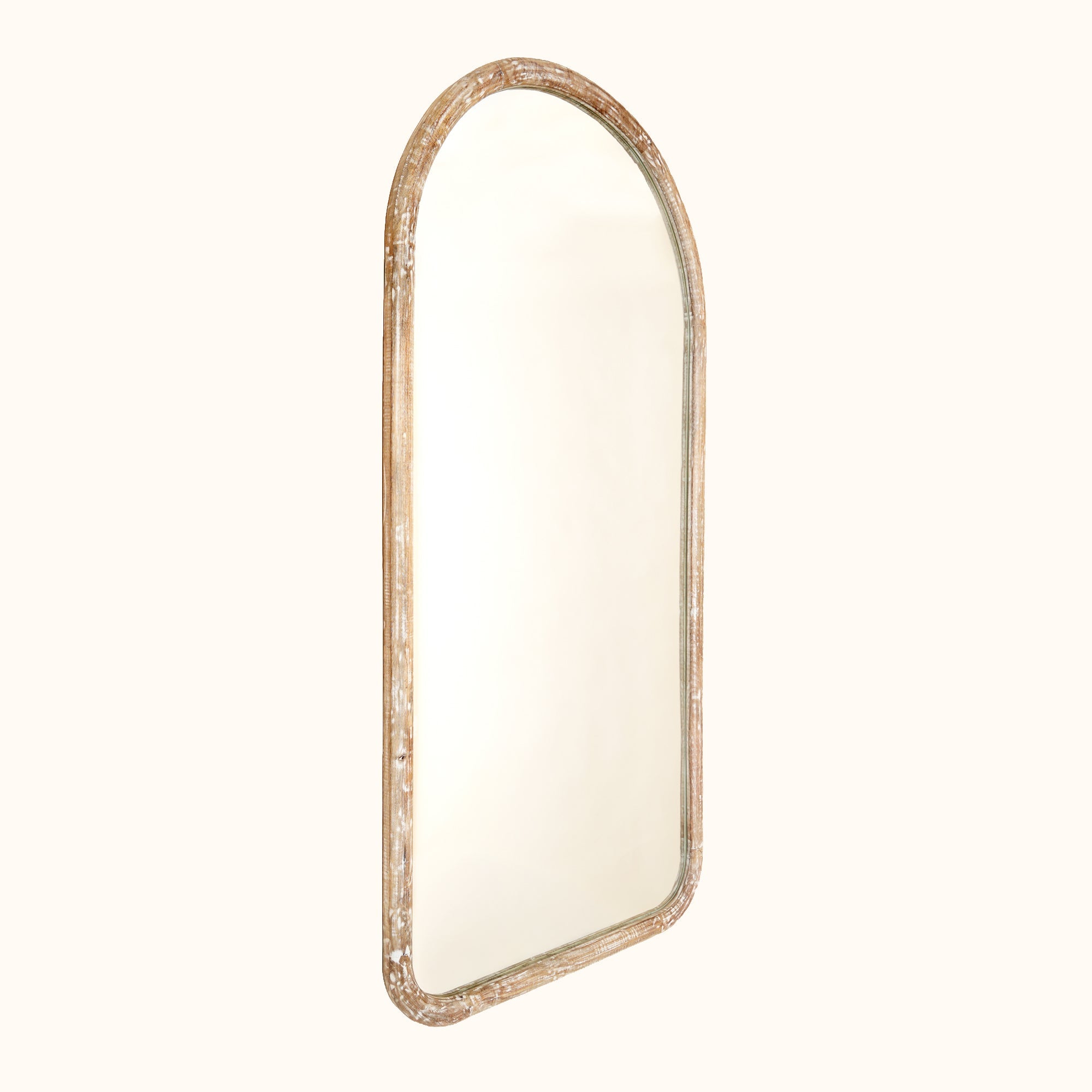 Arched Full Length Floor Mirror with Mango Wood Frame, 36x72"
