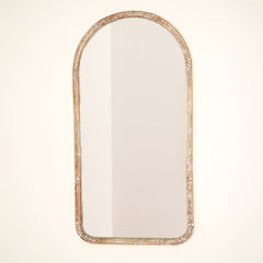 Arched Full Length Floor Mirror with Mango Wood Frame, 36x72"