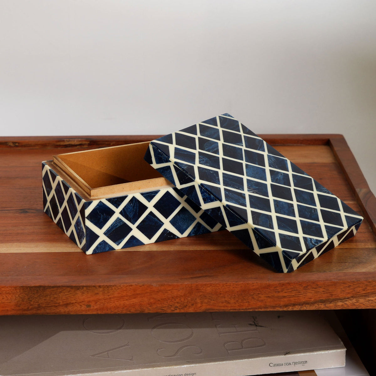Decorative Box | Resin & Wood | Diamond Pattern Box