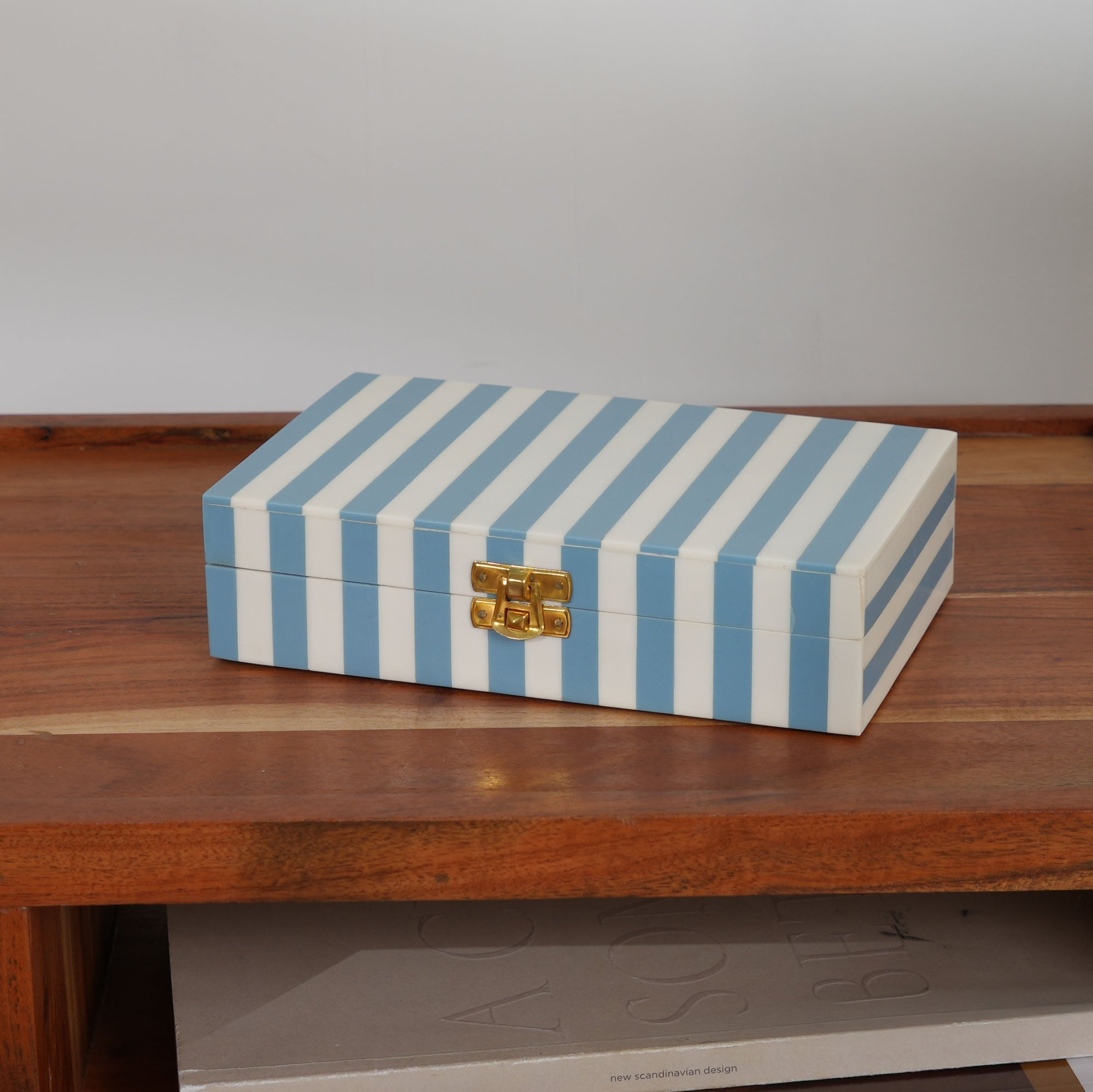 Decorative Box | Striped Resin Rectangle Box | Wood