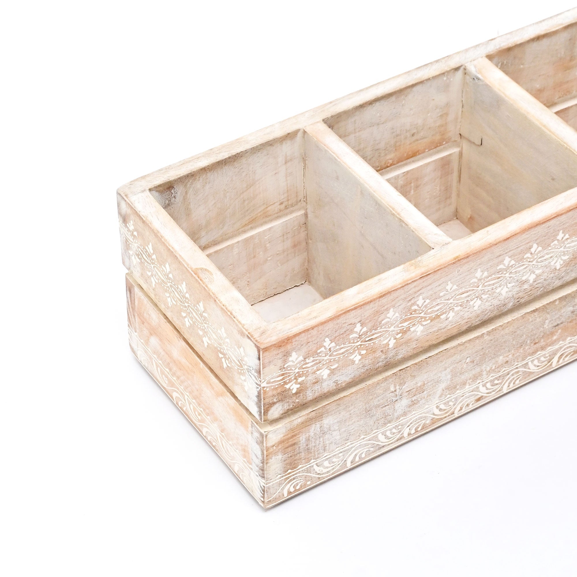 Mango Wood Cutlery Holder | Hand-Carved Design