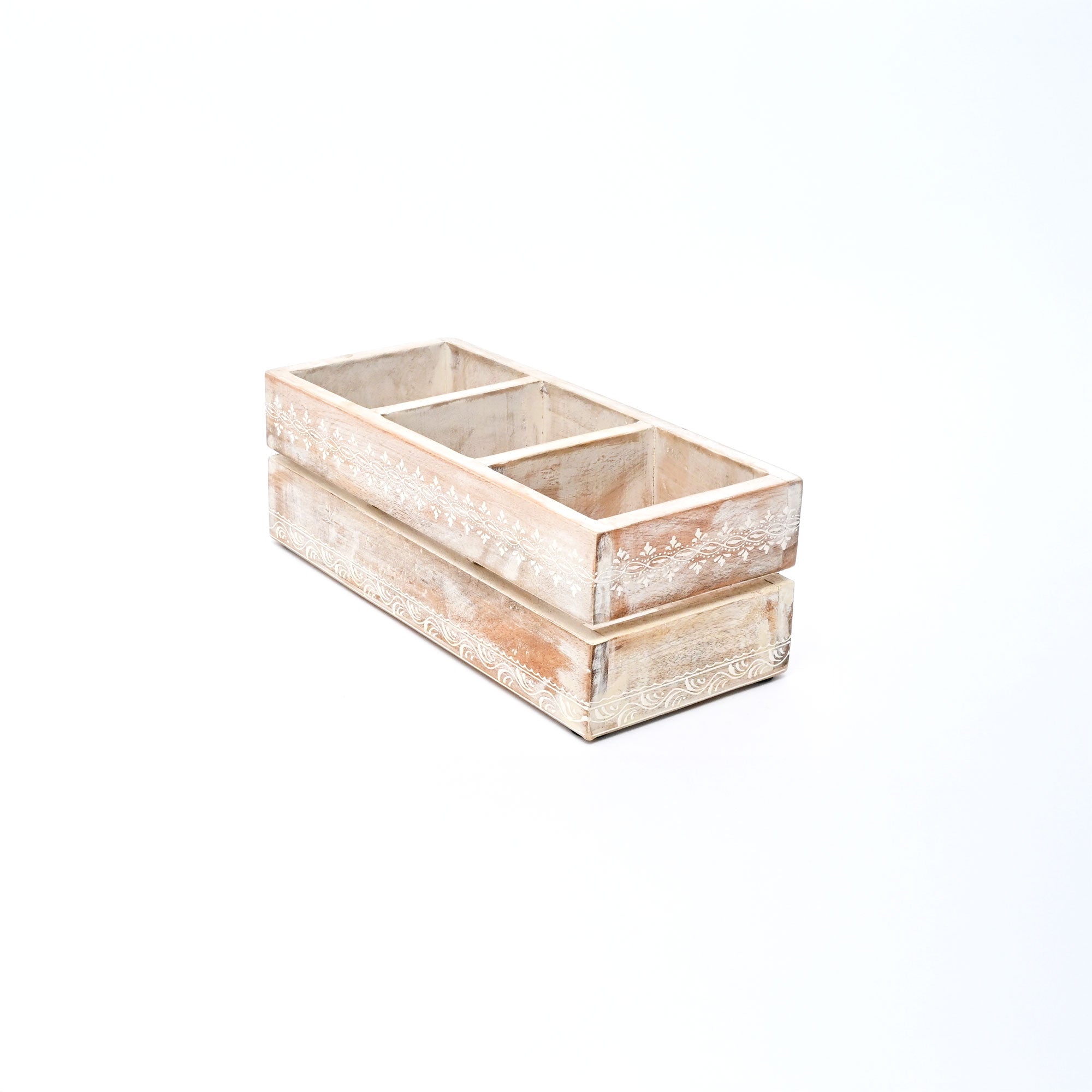Mango Wood Cutlery Holder | Hand-Carved Design