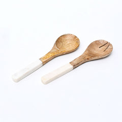 Mango Wood Salad Server Set | Natural Finish
