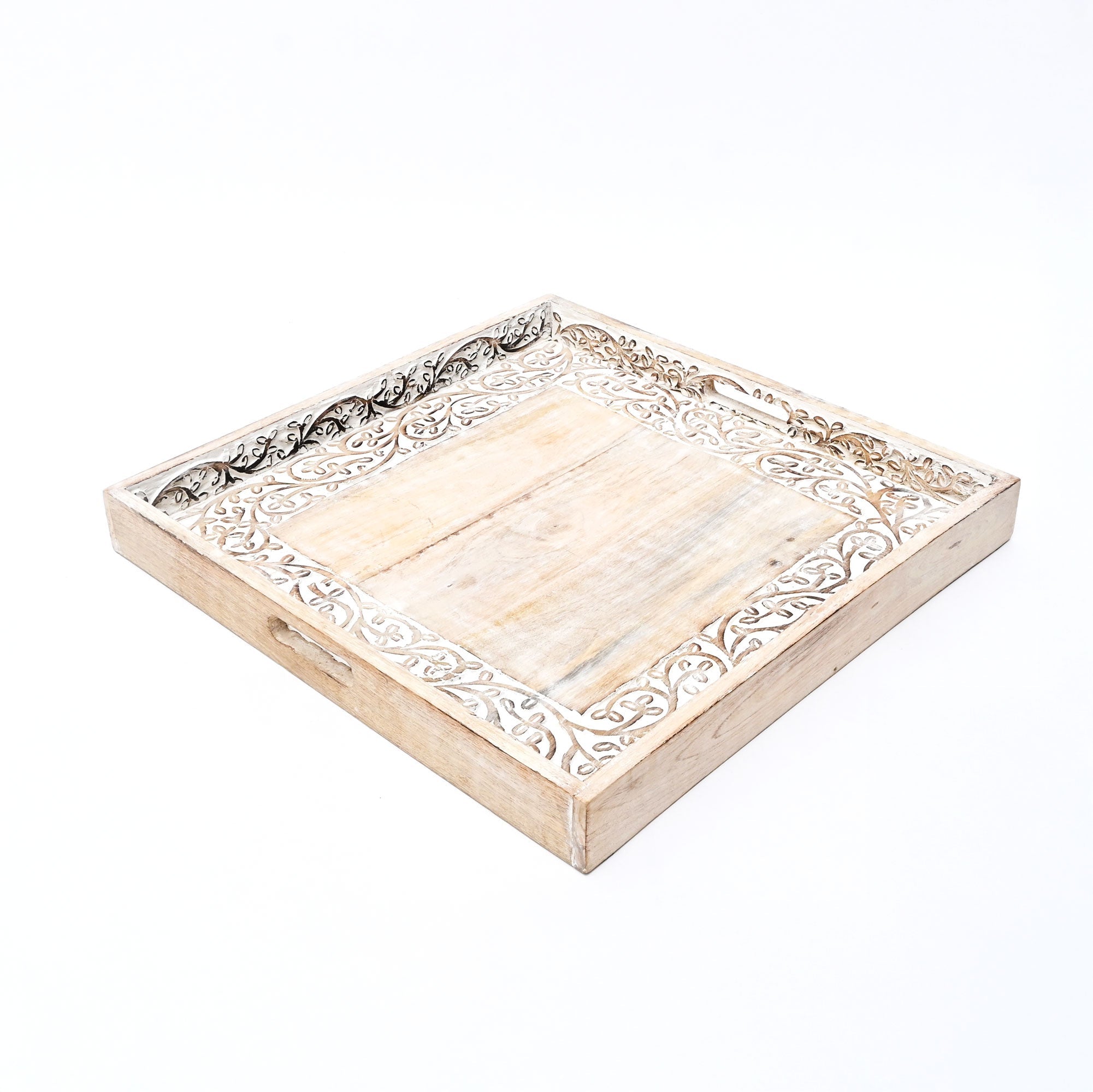 White Vine Tray | Hand-Carved | Mango Wood