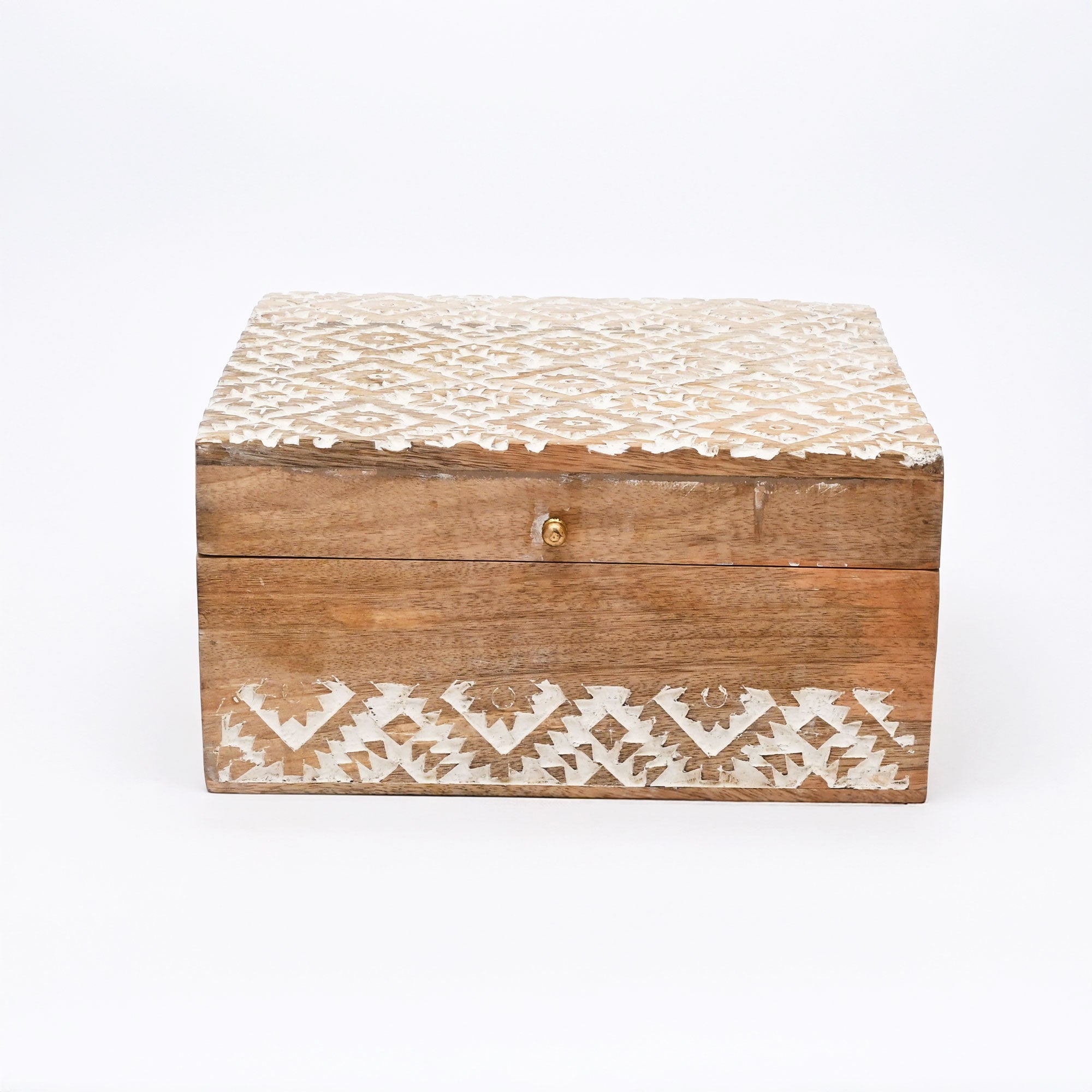 Decorative Nested Boxes Set of 3 | Hand Carved | Mango Wood