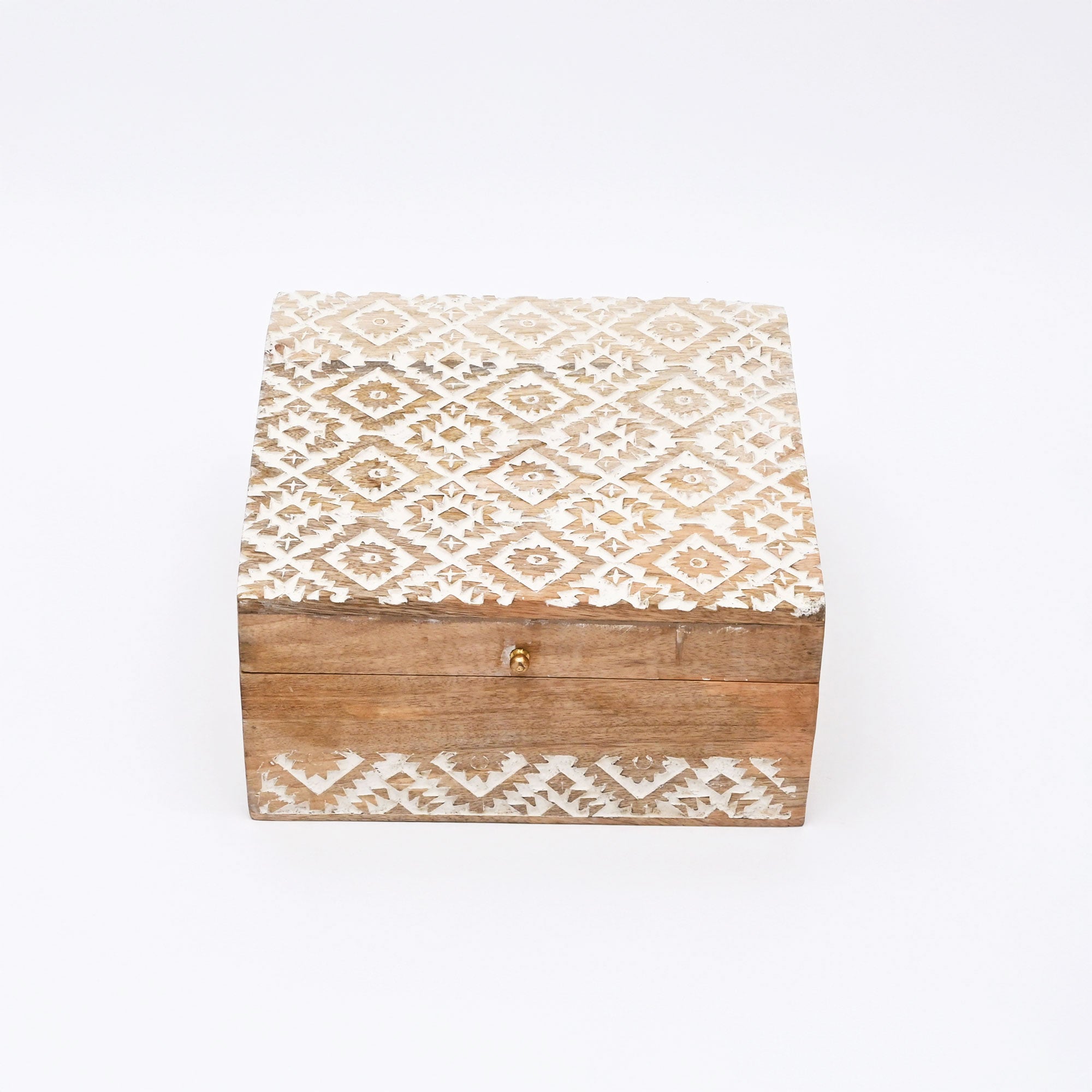 Decorative Nested Boxes Set of 3 | Hand Carved | Mango Wood
