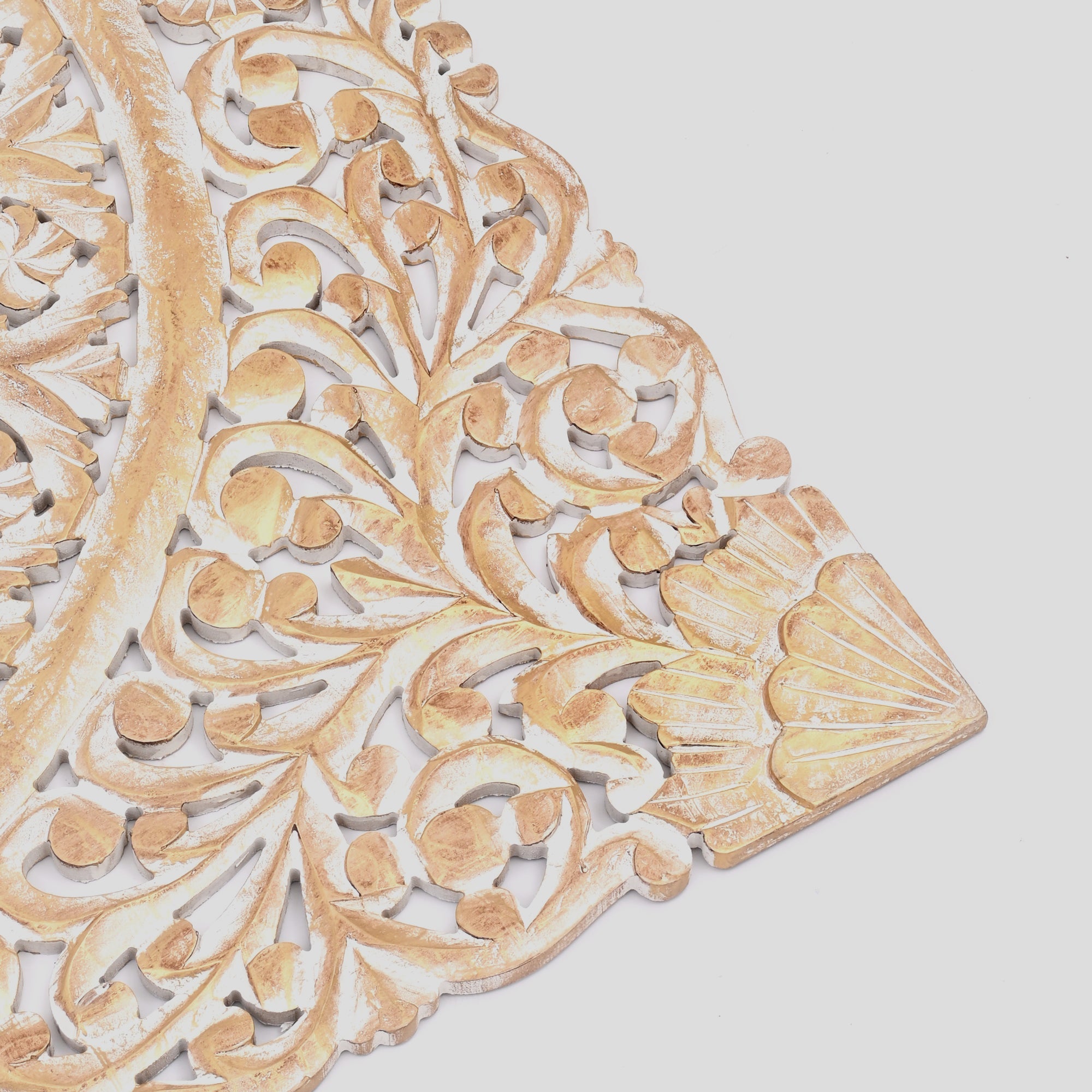 Wooden Floral Hand Carved Mandala Square Wall Decor-48X48"