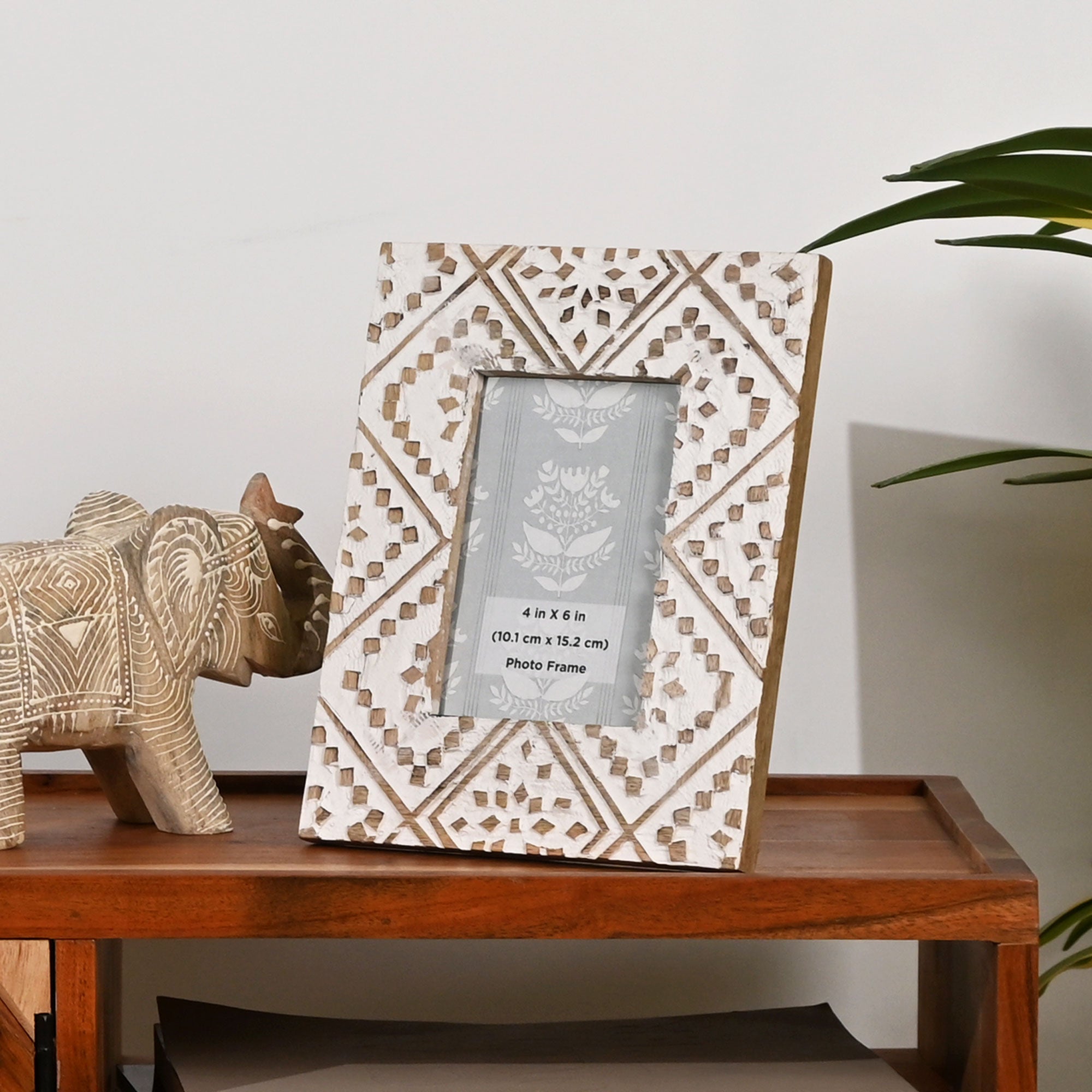 Decorative Photo Frame | Mango Wood | Whitewash - Elegant Design