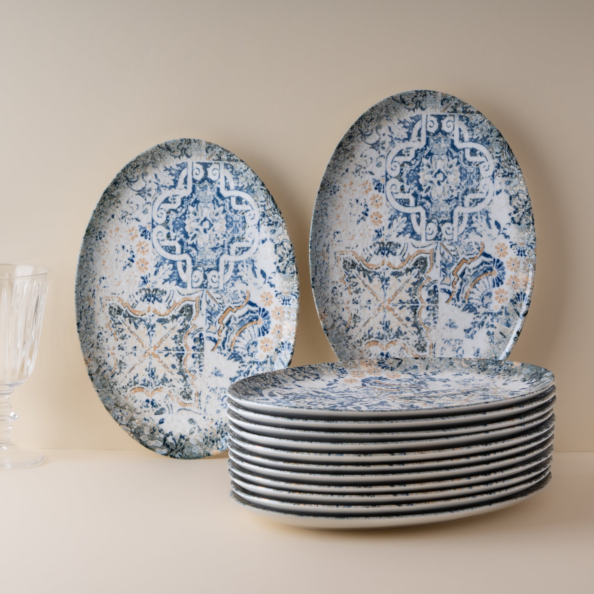 Oval Plate With Foot | Porcelain, 12.59", Pack of 6