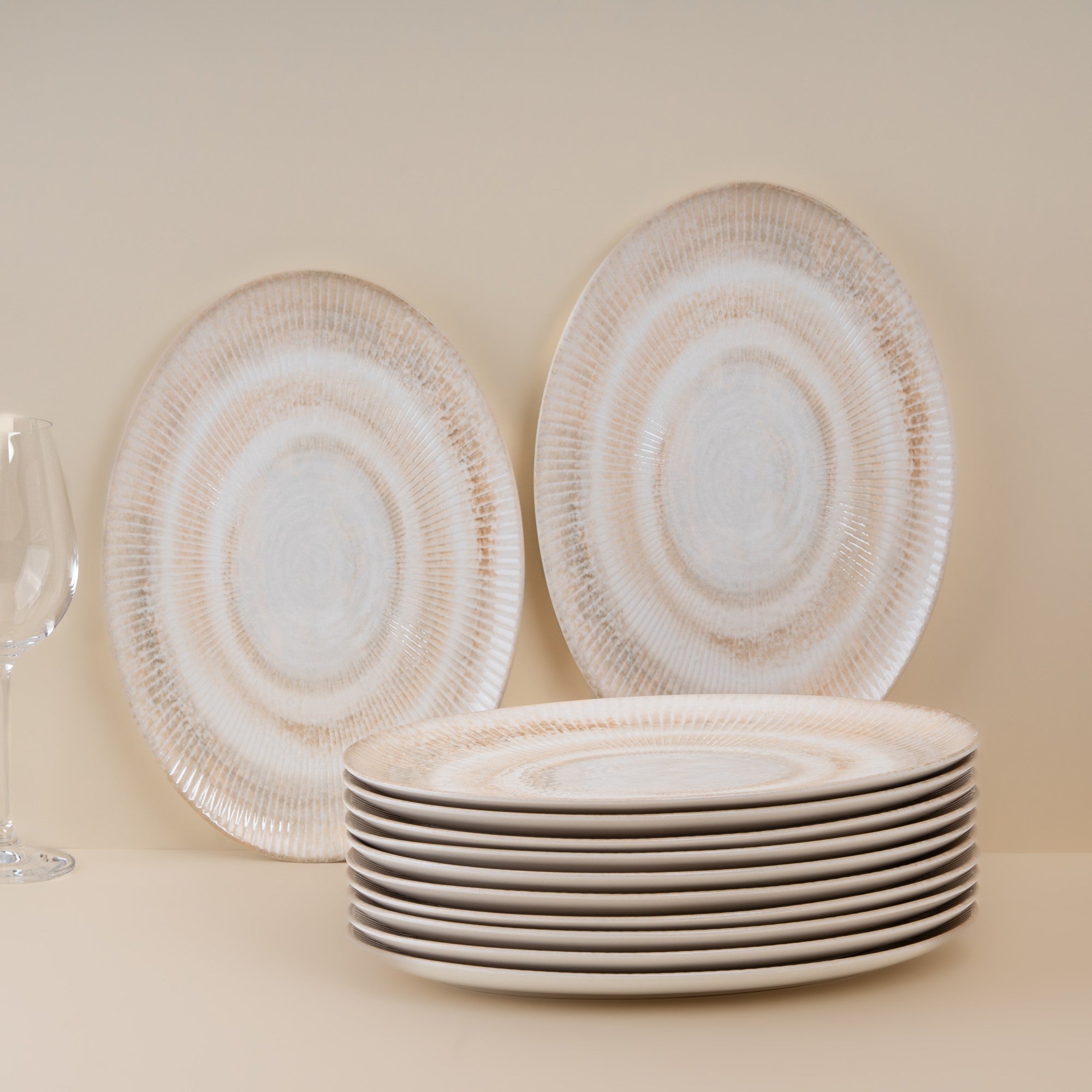 Premium Oval Plate with Foot | 12.59" | Porcelain | Set of 6