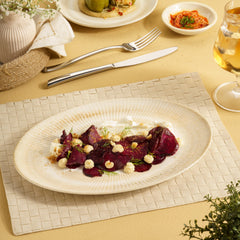 Premium Oval Plate with Foot | 12.59" | Porcelain | Set of 6