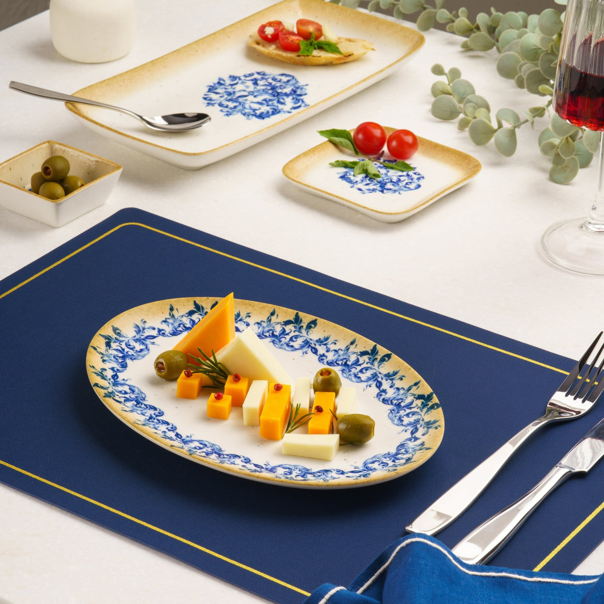 Plate Oval With Foot | Amalfi | Porcelain, Set of 12