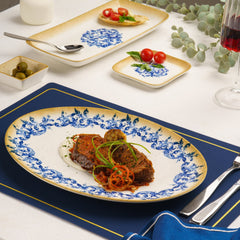 Plate Oval With Foot | 12.59" | Porcelain, Pack of 6